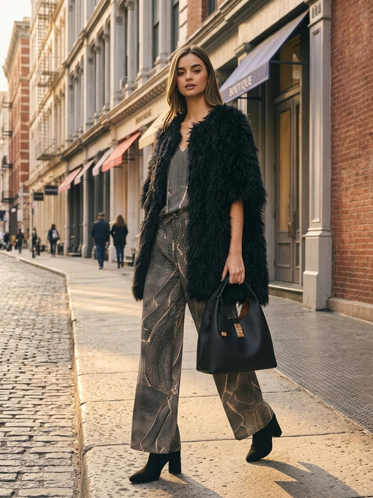 Abstract Relaxed Wide Leg Pants & Top