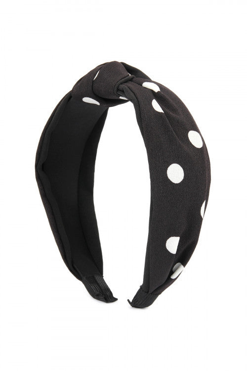 BLACK POLKA DOTS TIED HAIR BAND