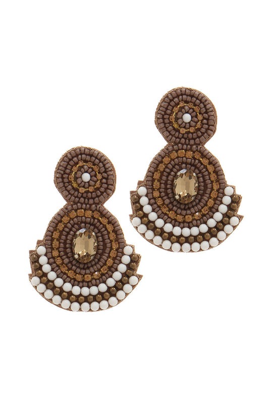 DOUBLE CIRCLE BEADED POST DROP EARRING
