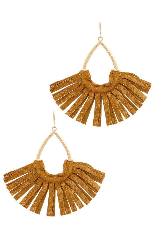 METALLIC GENUNIE LEATHER DROP EARRING