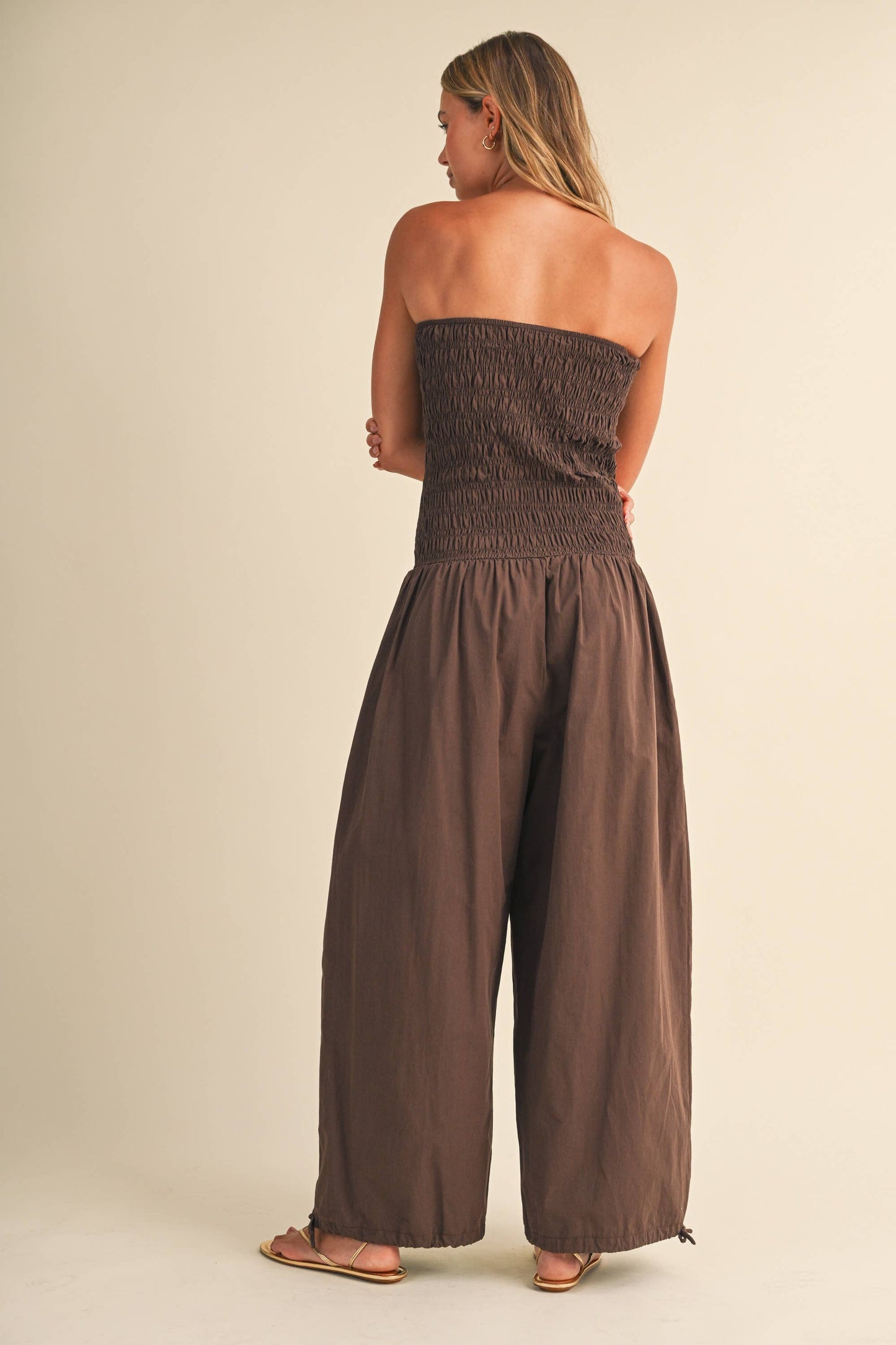 IJP3454 TUBE TOP EDGE BALLOON FIT JUMPSUIT/UNLINED