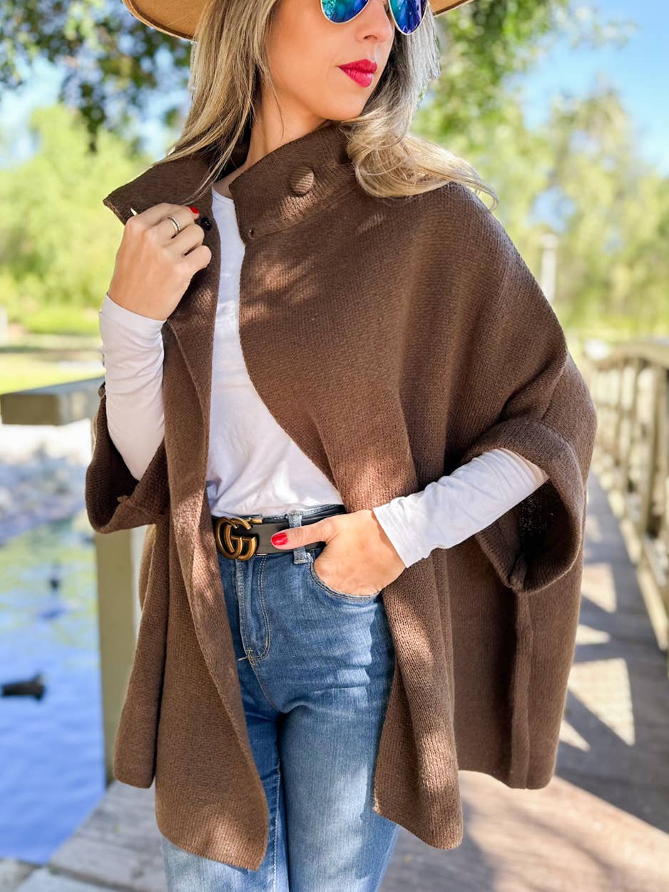 Solid Knitted Cardigan with Neck Button