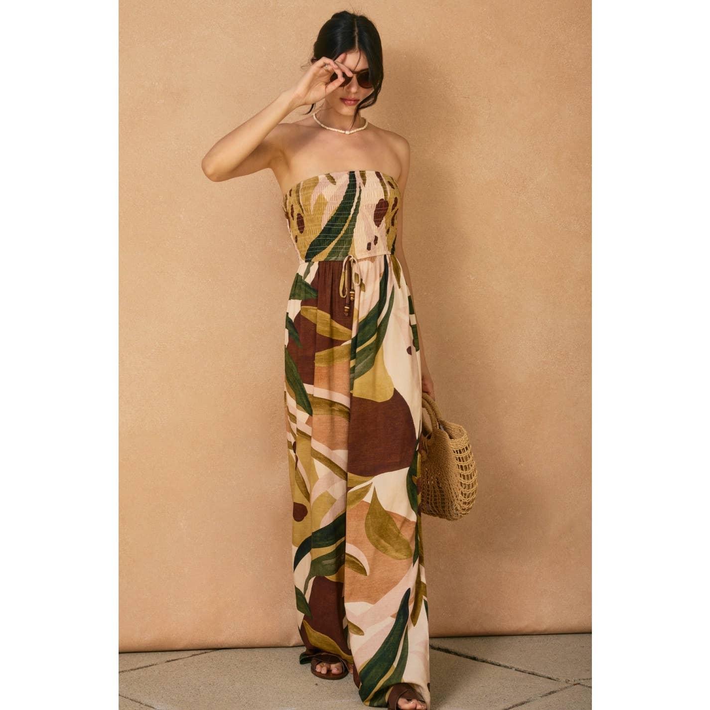 Coconut Grove Smocked Strapless Jumpsuit