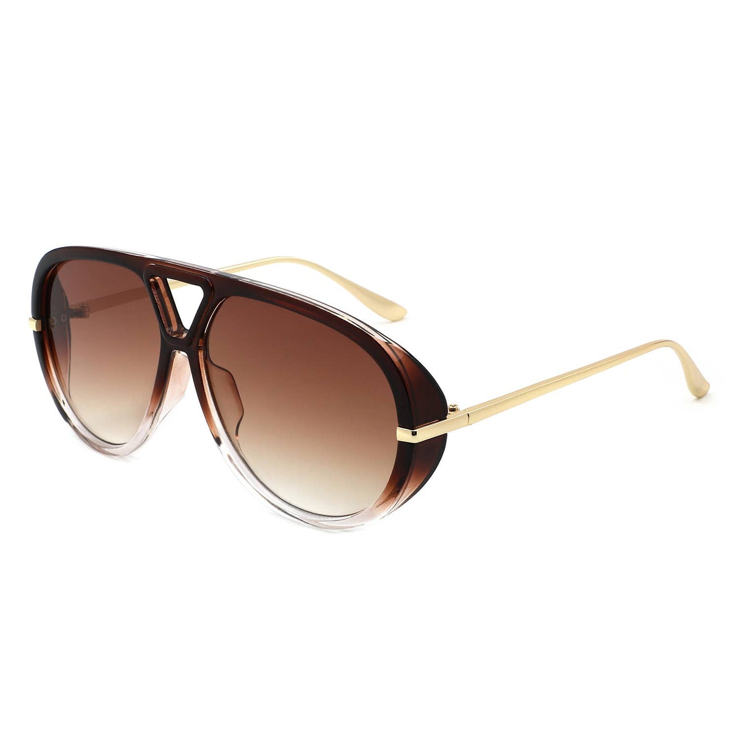 Retro Double Bridge Bold Fashion Aviator Sunglasses