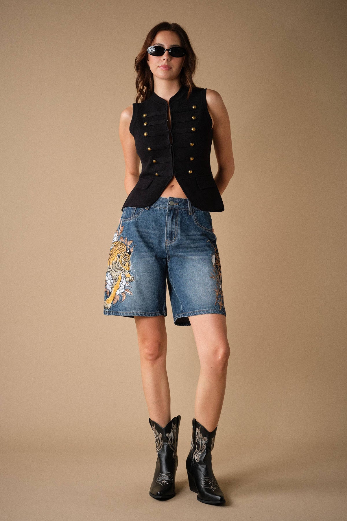 33325W Military Button Sweater Knit Vest