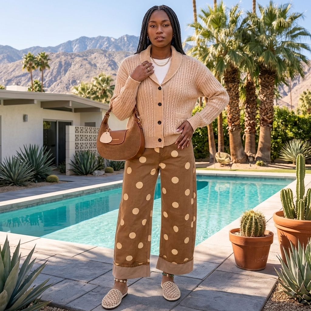 Polka Dot Wide Leg Jeans